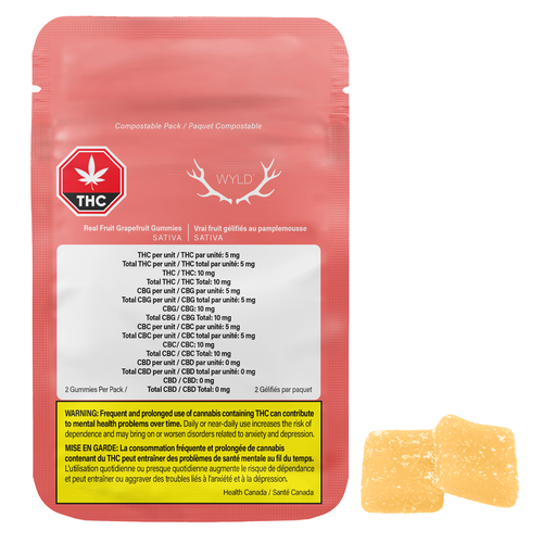 WYLD Grapefruit 1:1:1 CBC:CBG:THC Gummies image
