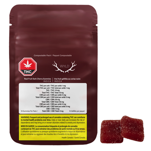 WYLD Dark Cherry 5:1 CBN:THC Gummies image